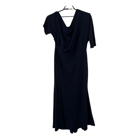 Betsy & Adam Madeline Long scuba crepe off the shoulder drop dress size 16W - Picture 2 of 8